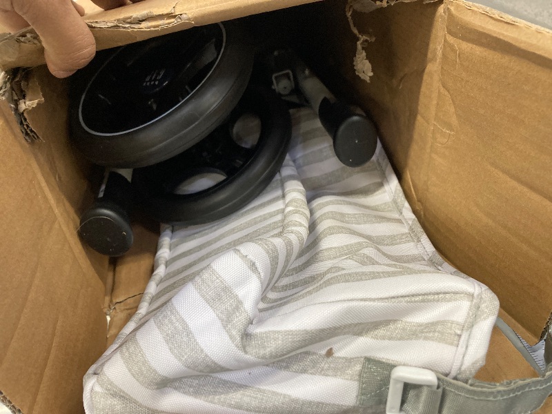 Photo 1 of **MISSING HARDWARE/WHEELS NEED TO BE ATTACHED**babyGap Classic Stroller - Lightweight Stroller with Recline, Compact Fold & Removable Parent Organizer - Made with Sustainable Materials, Grey Stripes