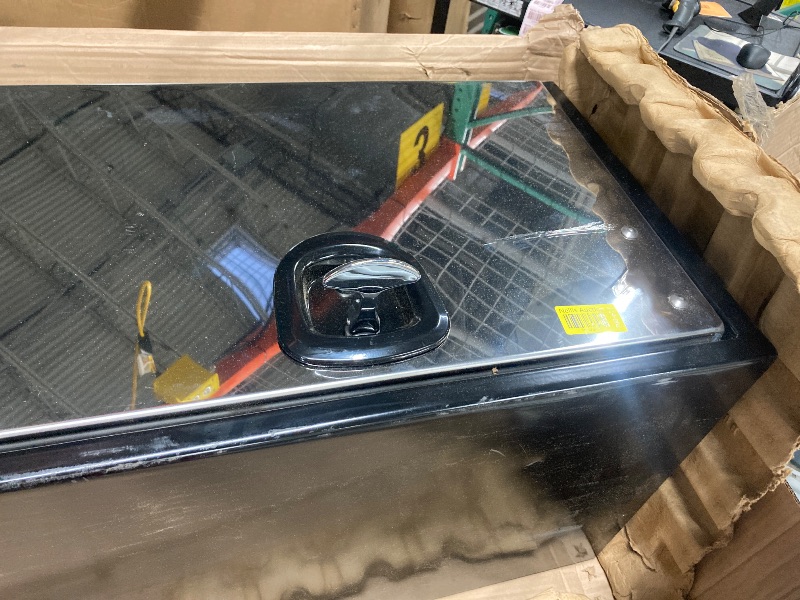 Photo 1 of **NO KEY/WONT OPEN**Buyers Products 1702710 Underbody Truck Box, 18 x 18 x 48 – Black Powder-Coated Steel with Stainless Steel Door, Locking Compression Latch, 14 Ga Body, Flat or Underbody Mount – Made in USA