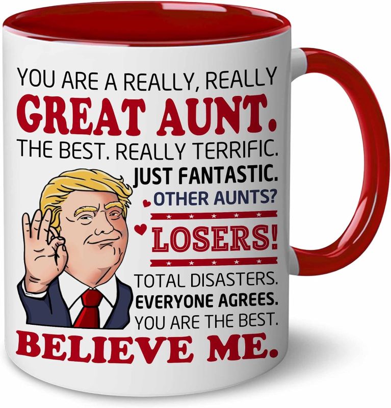 Photo 1 of **CUP HAS BLACK HANDLE AND RIM** Aunt Birthday Gifts - Aunts Gifts from Niece, Nephew - Great Auntie Gift - Best Aunt Ever Mug - Going to be an Aunts Coffee Mug - Christmas, Mothers Day, Birthday Gift For Auntie, Women FOR AUNT CUP IS BLACK HANDLE AND INS