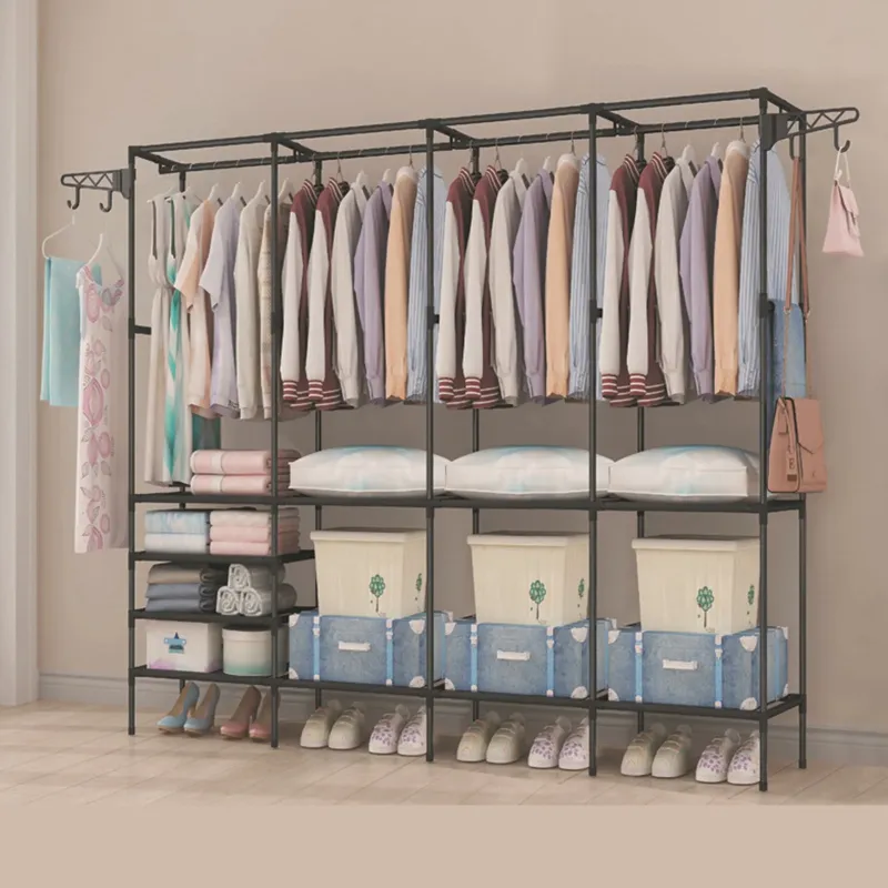 Photo 1 of **MISSING PARTS**5 Tiers Heavy Duty Clothing Rack Garment Storage Rack with Shelves and 4 Hook,84.6x67x14.2", Max Load 115.23LBS, Portable Metal Clothing Rack Heavy Duty Wire Garment Rack Metal, Black