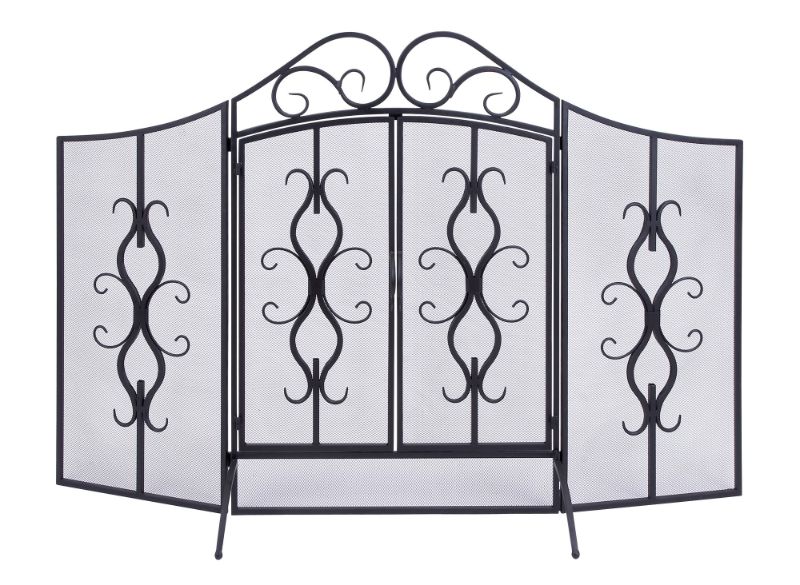 Photo 1 of **HAS COUPLE SMALL HOLES IN SCREEN**Juniper + Ivory 40 in. X 60 in. Traditional Fireplace Screen Grey Metal - Juniper + Ivory 63348