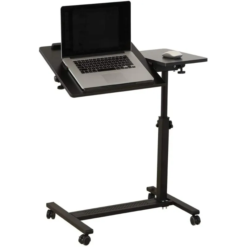 Photo 1 of ** Missing Parts - Only Top ** - IHHIZLTT Overbed Table with Wheels, Adjustable Rolling Laptop Desk,Tray Table, Black
