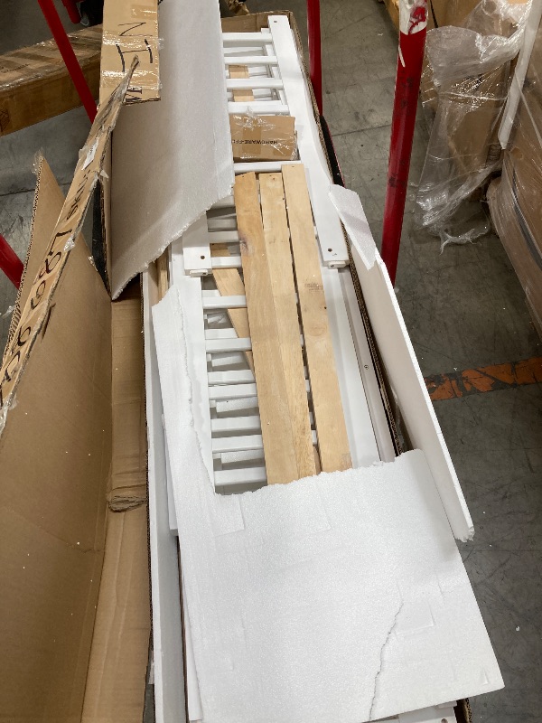 Photo 1 of ***(PARTS ONLY -SELLING AS IS)***
FOR PETS PAPROOS TWIN Size Floor Bed, Solid Wood Floor Platform Bed with Slat, Fence Guardrail and Door, No Box Spring Needed