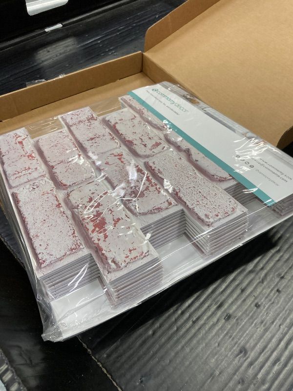 Photo 1 of ***VERY LIGHTWEIGHT PLASTIC***Commomy 3D Brick Peel and Stick - 10 pcs of 11.8"X11.8" Small Size Thin PVC Faux Brick Wall Panels Whitewash Brick Backsplash Tiles for Kitchen, Living Room, Fireplace, Bedroom, RV***VERY LIGHTWEIGHT PLASTIC***