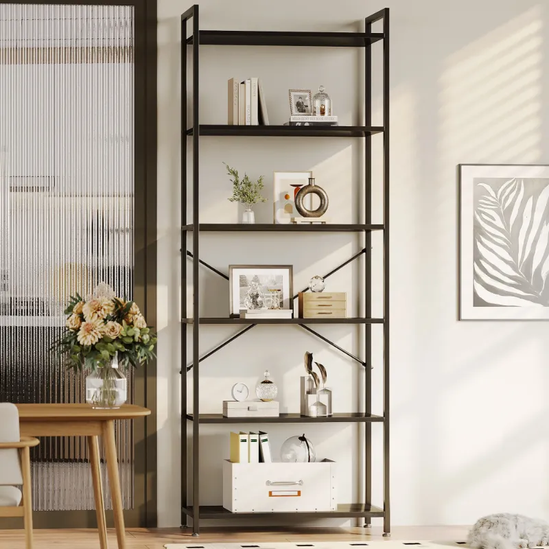 Casacomoda 6-Tier Tall Bookshelf, Large Bookcase with Steel Frame, Deep ...