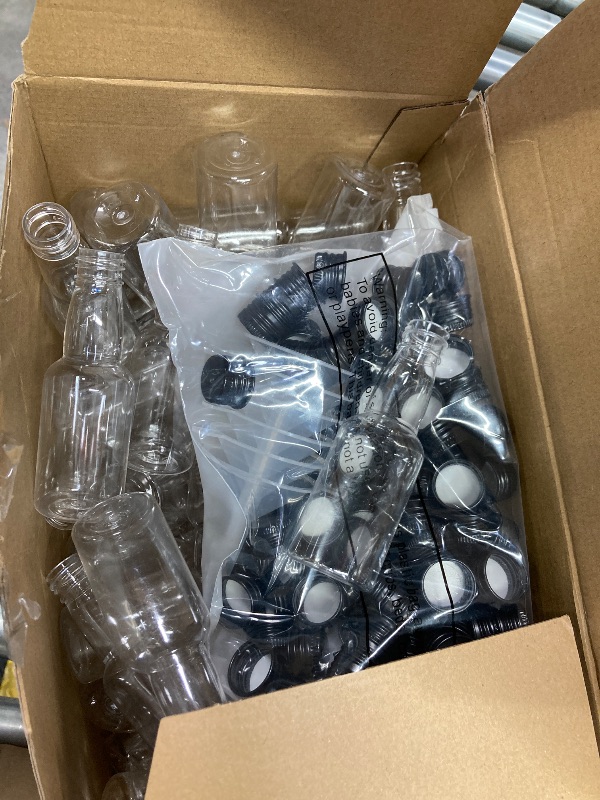 Photo 1 of 120 Pcs Mini Liquor Bottles Airtight Shot Miniature Empty Plastic Alcohol Spirit Shot Bottles with Funnels for Party Favors, Weddings(2 oz,Black)