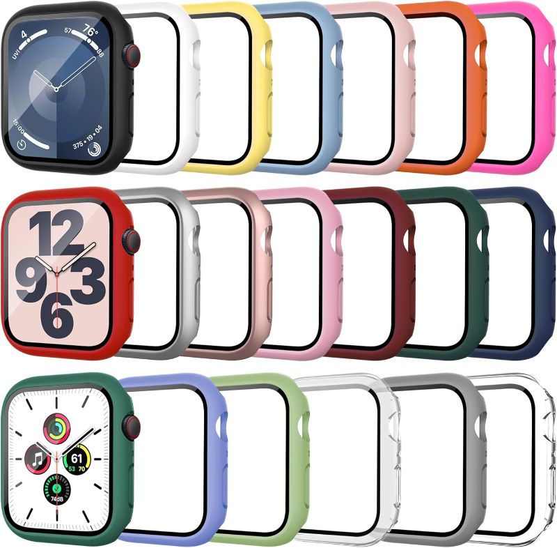 Photo 1 of 20 Pack Case for Apple Watch Series SE 2022/6/SE/5/4 40mm with Tempered Glass Screen Protector, Shockproof Hard PC Protective Cover, All-around Bumper Compatible with iWatch 40mm
