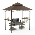 Photo 1 of ***(MISSING PARTS, INCOMPLETE SELLING AS PARTS ONLY)*** 

GVDV 8'x 5' Grill Gazebo Canopy, Outdoor BBQ Gazebo Shelter with 2 Side Shelves & Double-Tiered Top
