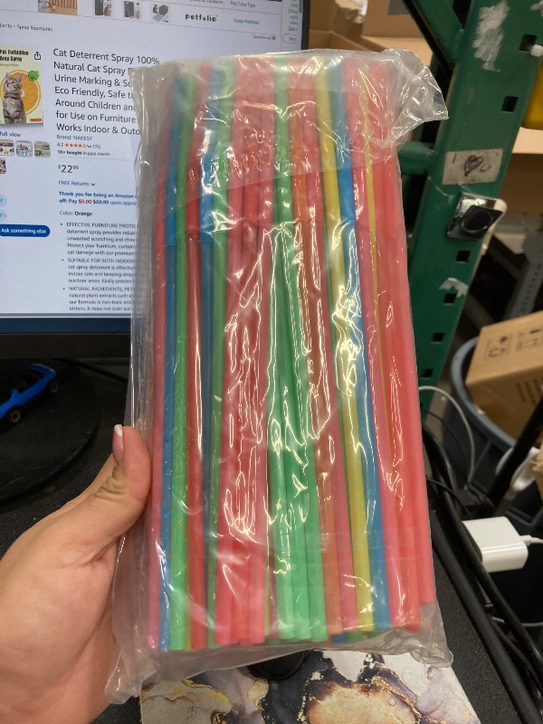 Photo 1 of 100pcs Colorful Drinking Straws - Cocktail Drinking Straws disposable Stirrer Bulk Party 19x0.55CM for Women Men Adults for juice, cocktails