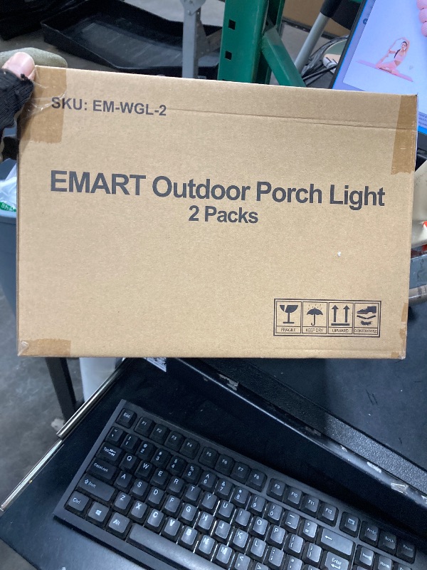 Photo 1 of ***ONLY ONE LIGHT**EMART Outdoor Porch Sconce LED Exterior Wall Light Fixtures, Special Handling Anti-Corrosion Plastic Material, Waterproof Security Lamp for Garage, Front Door, House - 2 Pack, White 