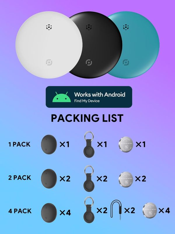 Photo 1 of **ONE PACK/SEE PIC DESCRIPTION/NOT IN ORIGINAL PACKAGE**1 Air Smart Tracker Tag for Android, Item Locator Key Finder Works with Find Hub App, Luggage Tracker for Keys, Wallet, Suitcase, IP67 Waterproof, Compatible with Galaxy & Pixel Android Phone