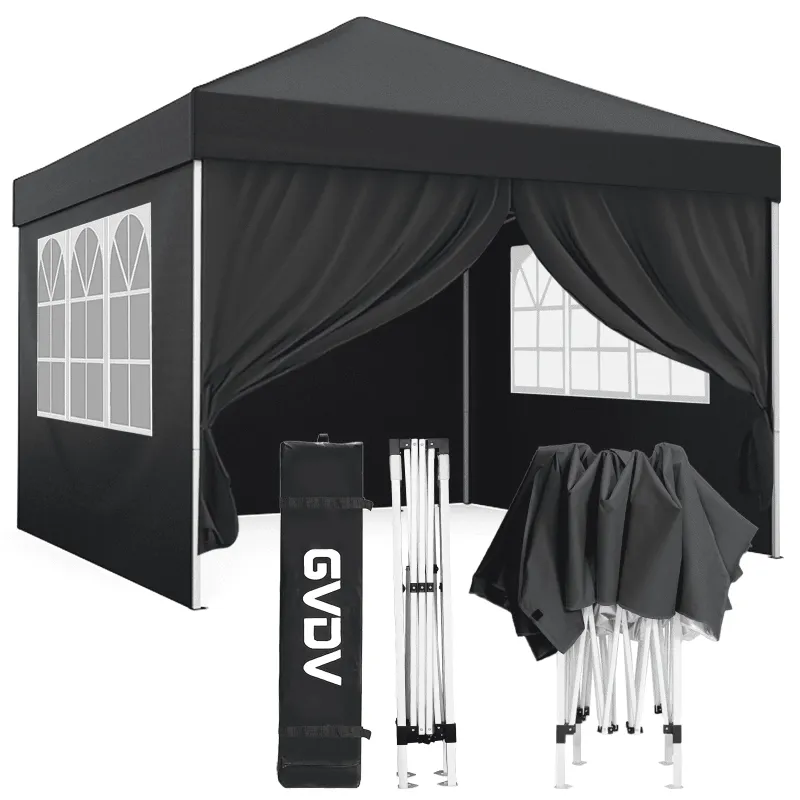 Photo 1 of GVDV 10X10Ft Pop up Canopy Tent Enclosed Instant Folding Canopy Shelter with Elegant Church Window, Black