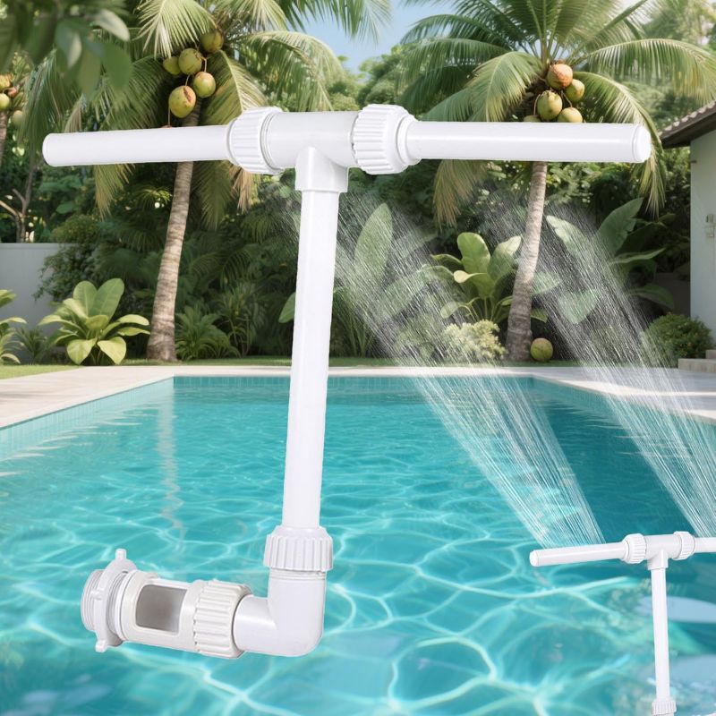 Photo 1 of ?Original? Solar Pool Fountain with 10-Color 4-Mode LED Lights – Auto Light Sensing, Above/Inground Pool Fountain Solar Lights with Remote, Dual-Head Adjustable Sprinkler, Cooling 6-15 Degrees