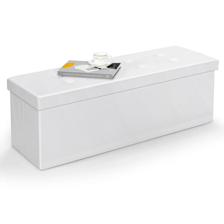 Photo 1 of ***DAMAGE, SLITS/CUTS IN FABRIC -SELLING AS IS *** Ottoman Storage Bench 45 Faux Leather 165L Oversized Storage Folding Chest Footrest Padded Seat for Bedroom ***SLITS/CUTS IN FABRIC -SELLING AS IS ***