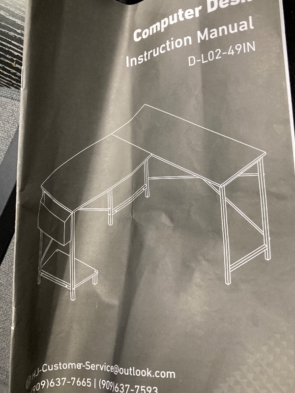 Photo 1 of ***(PARTS ONLY -MISSING PIECES -SELLING AS PARTS ONLY)*** 
CONCETTA L Shaped Computer Desk with Wooden Desktop CPU Stand Side Bag Reversible, Black, ***(BOX RIPPED/TORN)*** 