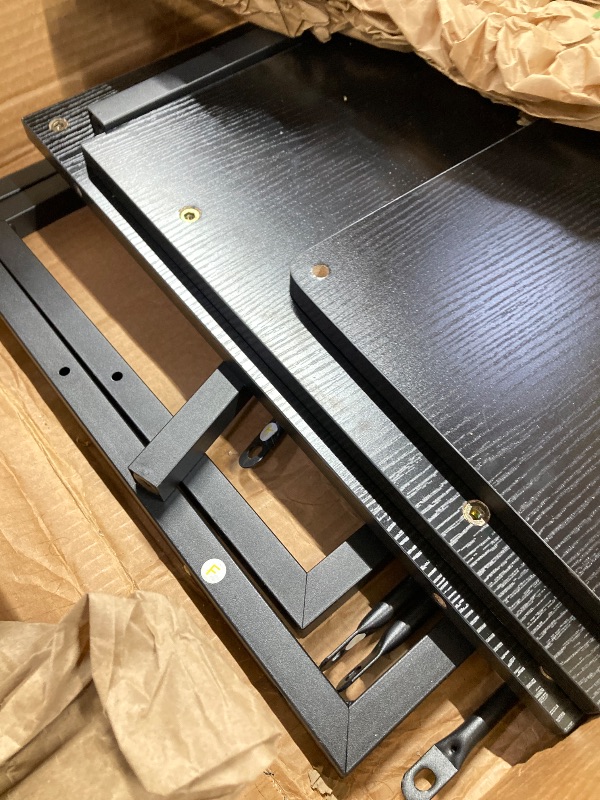 Photo 1 of ***(PARTS ONLY -MISSING PIECES -SELLING AS PARTS ONLY)*** 
CONCETTA L Shaped Computer Desk with Wooden Desktop CPU Stand Side Bag Reversible, Black, ***(BOX RIPPED/TORN)*** 