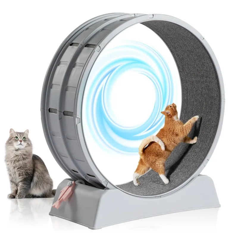 Photo 1 of ***(USED, SELLING AS PARTS ONLY)*** 
UBesGoo Cat Exercise Wheel -Safe 31in-Cat Treadmill Wheel Exerciser with Carpeted Runway for Daily Exercise and Weight Loss, Gray