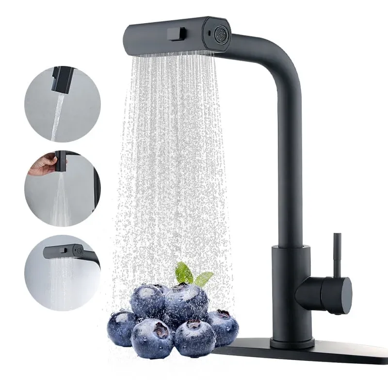 Photo 1 of **PARTS ONLY**Black Kitchen Faucets with Pull Down Sprayer,Waterfall Kitchen Sink Faucet,Commercial Utility Stainless Steel Kitchen Faucets,Single Handle Kitchen Sink Faucet with Pull Do