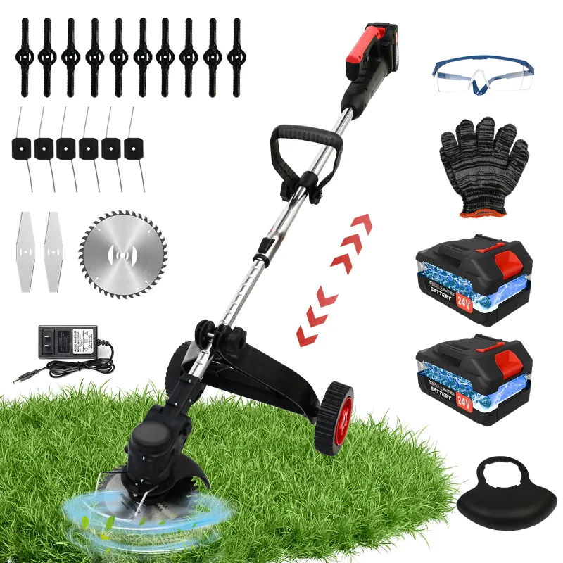 Photo 1 of   PARTS ONLY....Electric Cordless Weed Eater, Grass Trimmer, Weed Wacker with 2*2000mAh Batteries, Lawn Edger Brush Cutting Machine Adjustable Handle & 3 Types Blades

