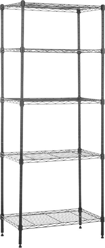 Photo 1 of  5-Shelf Multipurpose Adjustable Sturdy Steel Storage Shelving Unit, Easy Assembly, 13.4" D x 23.2"W x 60"H, Black
