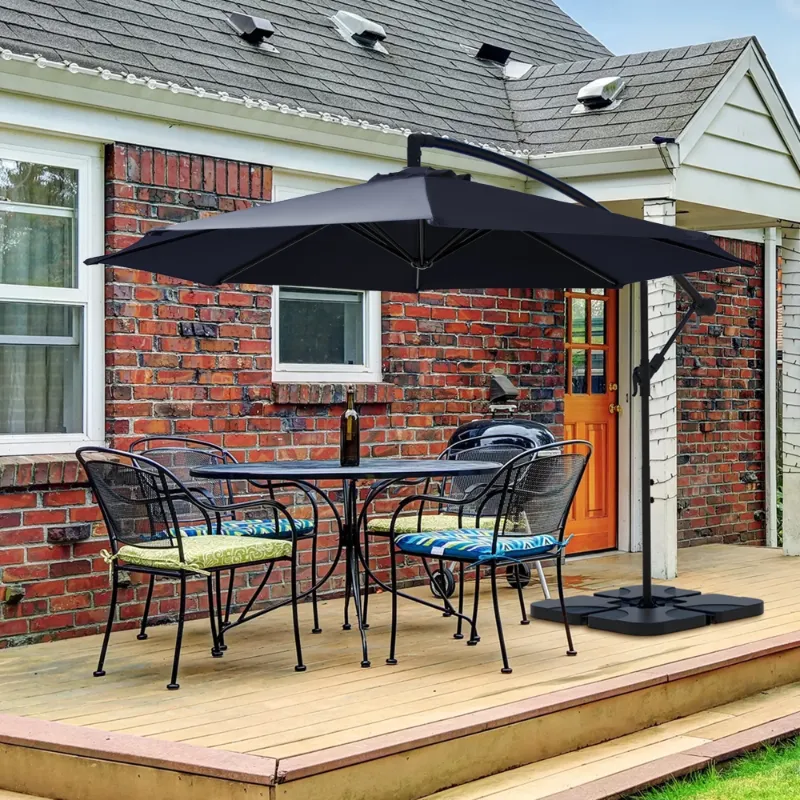 Photo 1 of **MISSING THE BASE AND BOTTOM POLE**JUSTLET 10ft Heavy Duty Patio Hanging Offset Cantilever Patio Umbrella W/ Base Included, Navy Blue
