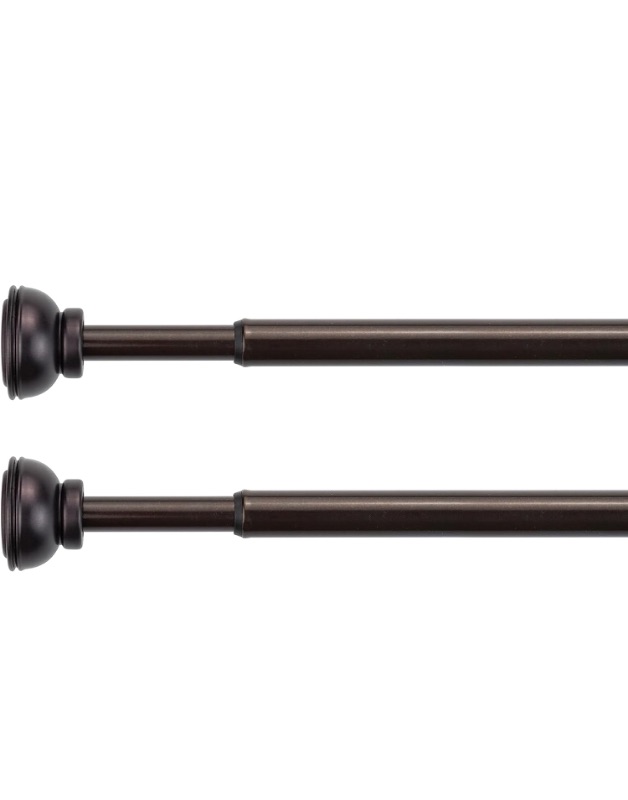 Photo 1 of 2 Pack Spring Tension Curtain Rod, 1/2-inch Decorative Tension Drapery Rod for Window, Bronze, (36-60 Inch)