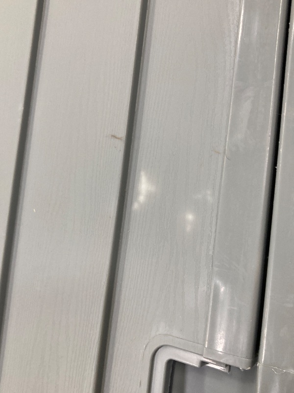 Photo 1 of ***TOP LID CRACKED, SELLING AS IS ONLY*** 
Ktaxon Outdoor Garden Plastic Storage Deck Box Chest Tools Black Grey