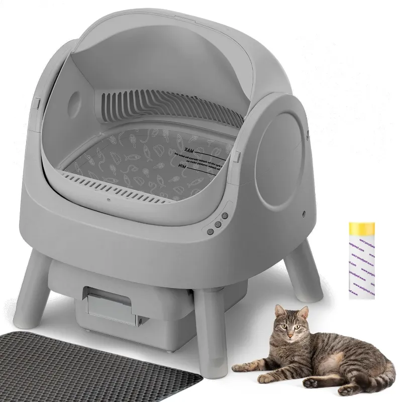 Photo 1 of **TRAIN LOCK BROKEN ON BACK BOTTOM/PARTS ONLY**
Rawrose Large Open-Top Automatic Cat Litter Box Self Cleaning with Safety Protection, Mat and Trash Bags Included, Steel