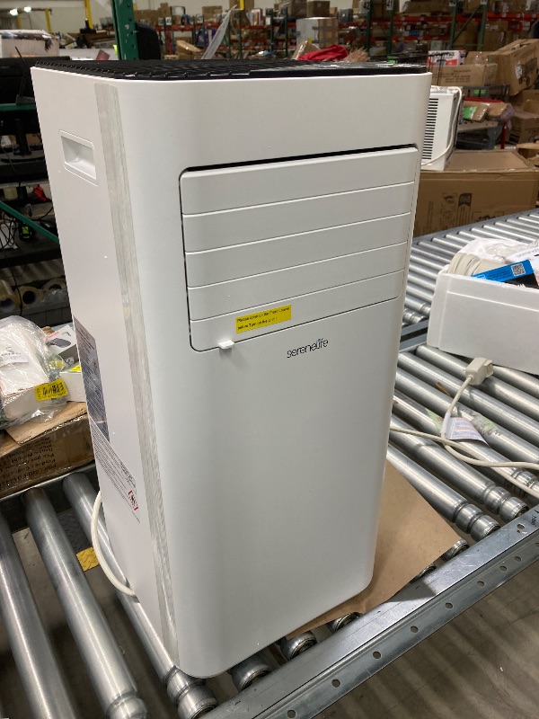 Photo 1 of  ***(SELLING AS PARTS ONLY, PLUG PRONG BENT, NO REMOTE, SOME SCUFFS/SCRATCHES, BOX RIPPED/TORN)*** Serene Life SLPAC180W Portable Conditioner-3-in-1 Compact Standing Air Conditioner for Room Up to, Floor AC Unit with Remote Control, Universal Casters, Win