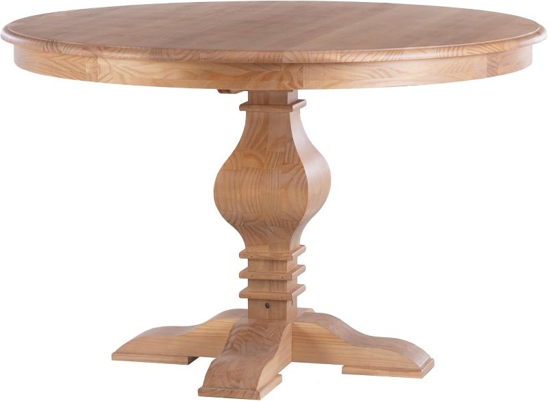 Photo 1 of ***only table**Powell Parnell Grey and Natural Four Piece Tufted Kitchen Nook Set with Solid Wood Round Table. The photo is only a model to the reference about the table.