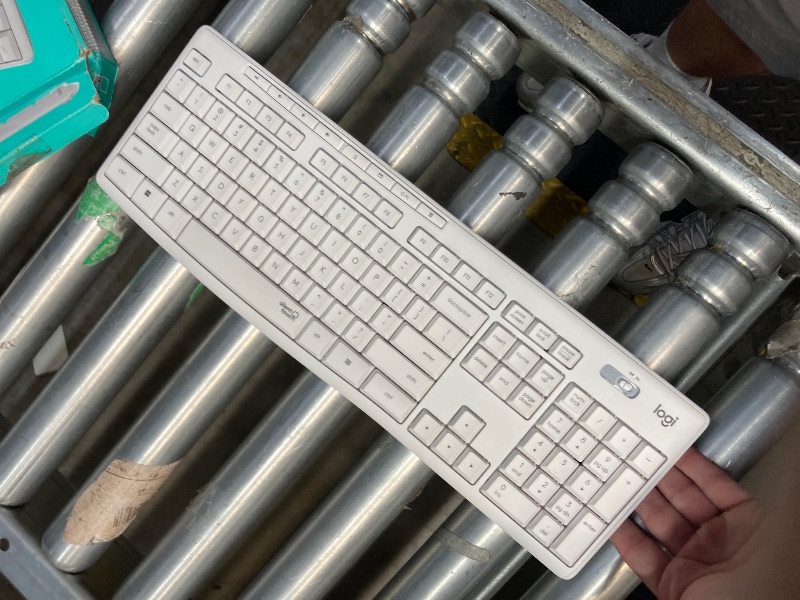 Photo 1 of **MISSING KEYBOARD LEGS**Logitech MK295 Wireless Mouse & Keyboard Combo with SilentTouch Technology, Full Numpad, Advanced Optical Tracking, Lag-Free Wireless, 90% Less Noise - Off White