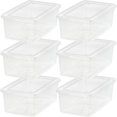 Photo 1 of 
IRIS USA 6-Pack Plastic Storage Bins with Lids, 6 Quart, Shoe Boxes
