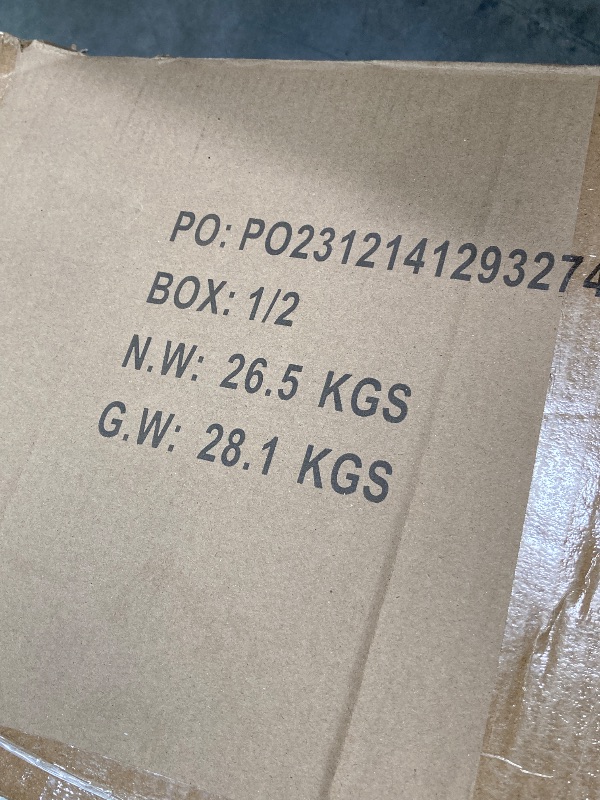 Photo 1 of ***(BOX 1 OF 2, MISSING Box #2 SELLING AS IS ***)***4-Piece Aluminum Patio Furniture Set, Outdoor Furniture with Coffee Table, Metal Sofa Set for Deck, Porch, Balcony, Indoor, Black Frame & Grey Cushion ***(BOX RIPPED/TORN)***