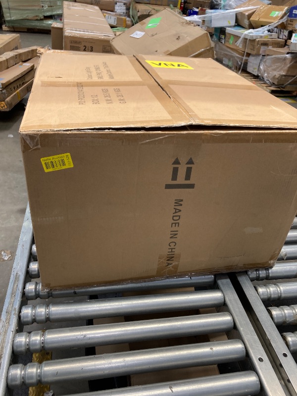 Photo 1 of ***(BOX 1 OF 2, MISSING Box #2 SELLING AS IS ***)***4-Piece Aluminum Patio Furniture Set, Outdoor Furniture with Coffee Table, Metal Sofa Set for Deck, Porch, Balcony, Indoor, Black Frame & Grey Cushion ***(BOX RIPPED/TORN)***