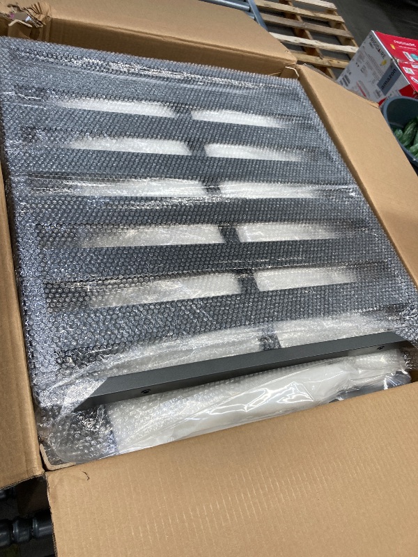 Photo 1 of ***(BOX 1 OF 2, MISSING Box #2 SELLING AS IS ***)***4-Piece Aluminum Patio Furniture Set, Outdoor Furniture with Coffee Table, Metal Sofa Set for Deck, Porch, Balcony, Indoor, Black Frame & Grey Cushion ***(BOX RIPPED/TORN)***