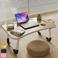 Photo 1 of **HAS CRACK ON TOP**PHANCIR Lap Desk with Handle, 23.6" Foldable Wood Laptop Desk Nonslip, Durable Edge with Slots Cup Holder & Drawer, for Reading Writing Eating & On-the-Go Use, Walnut