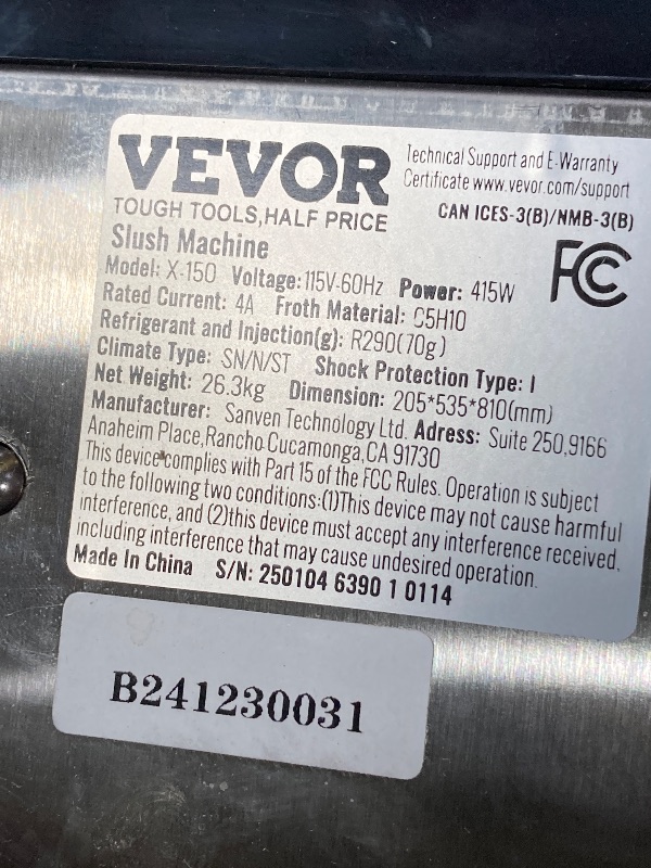 Photo 1 of ***(PARTS ONLY -MISSING PARTS SELLING AS IS )*** 
VEVOR Commercial Slushy Machine, 12L Single Tank Frozen Drink Machine, 48 Cups Stainless Steel Margarita Smoothie Frozen Drink Maker, Slushie Maker for Home Party Restaurants Cafe Bars
