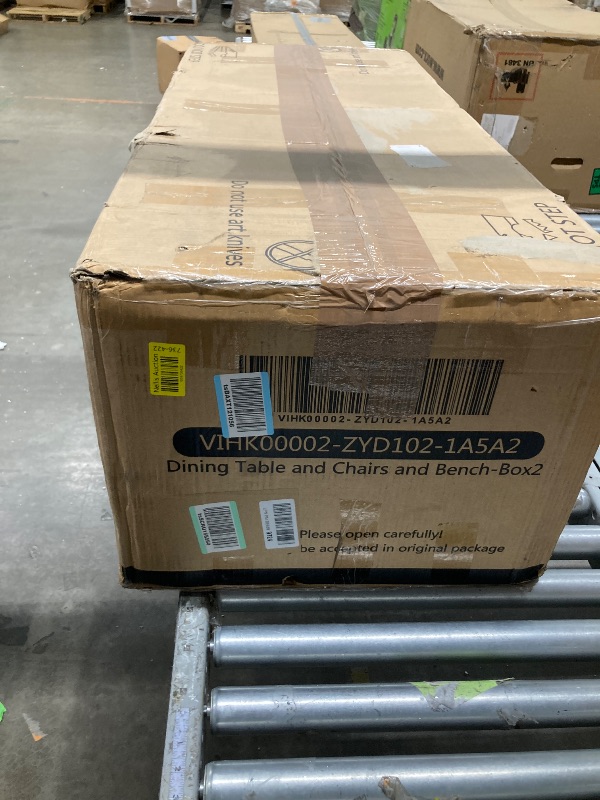 Photo 1 of ***Box 2 of 2**** Partial set****

LUXOAK 6-Piece Solid Wood Dining Table Set, 71" Large Table Set with Upholstered Chair Set w/Bench Seat, Farmhouse Kitchen Table Chairs with Bench Set for Living Room, Dining Room