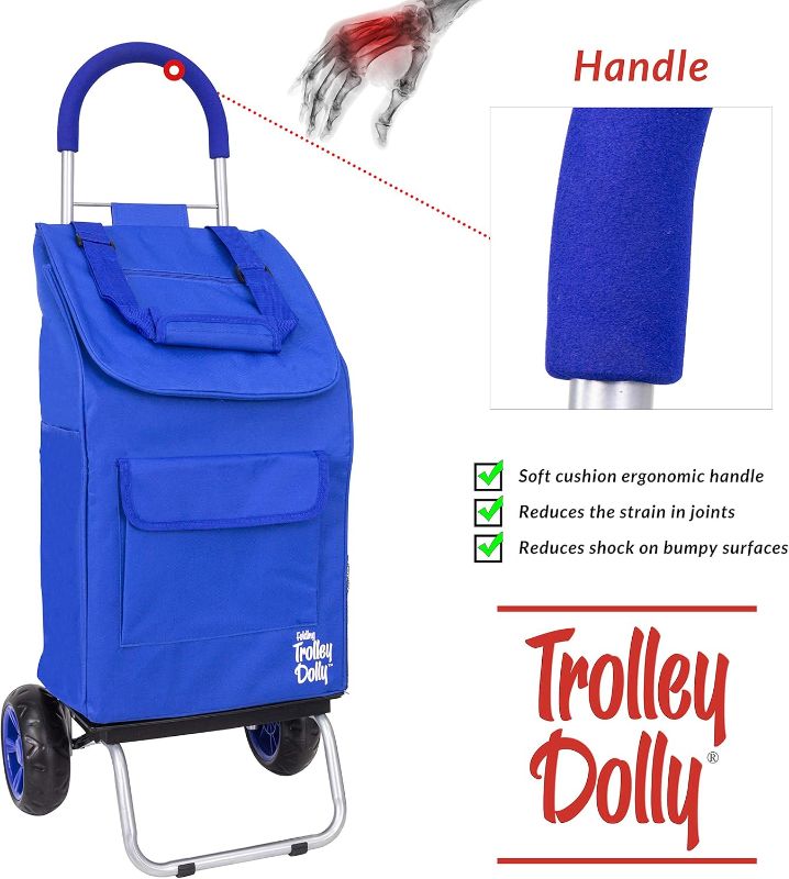 Photo 1 of ***The model vary***
products Trolley Dolly Blue Foldable Shopping cart for Groceries with Wheels and Removable Bag and Rolling.
