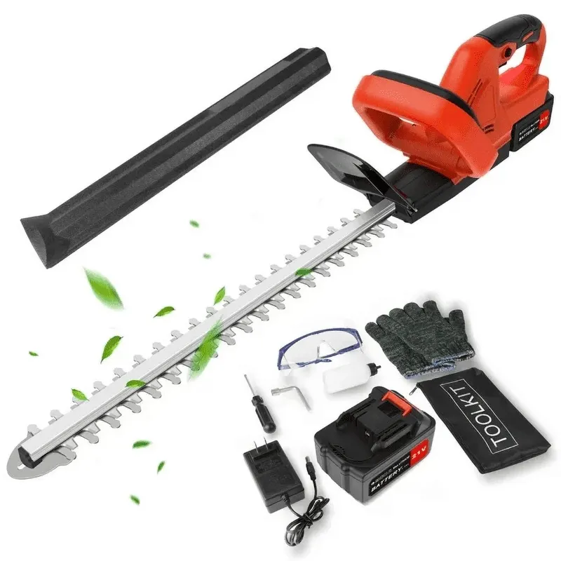 Photo 1 of **MISSING BATTERY CHARGER**21V Hedge Trimmer Cordless with 3.0Ah Battery and Charger, 550W Electric Hedge Trimmer Shrub and Bush Cutting and Trimming, Red