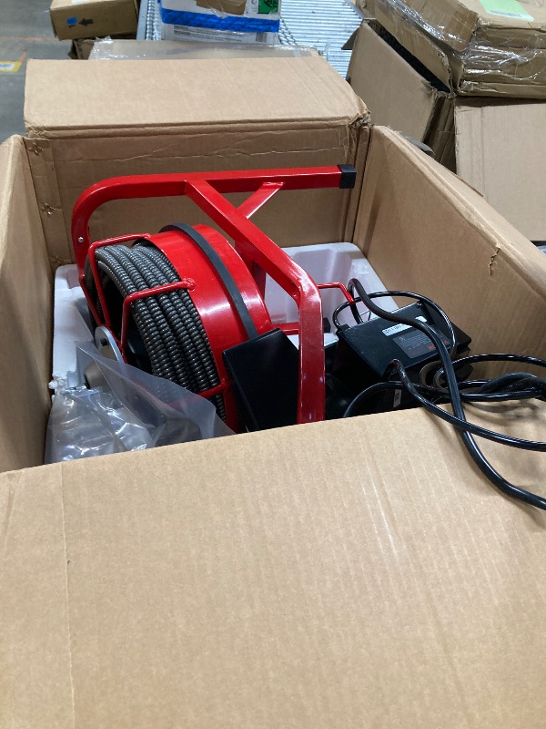 Photo 1 of ***(PARTS ONLY - DO NOT WORK, DOESN'T TURN ON -SELLING AS PARTS ONLY )*** 
VEVOR Drain Cleaner Machine 75Ft x 1/2Inch, 370W Drain Cleaning Machine Fits 1 Inch (25mm) to 4 Inch(100mm) Pipes, Portable Electric Drain Auger Cleaner with 8 Cutters, Gloves