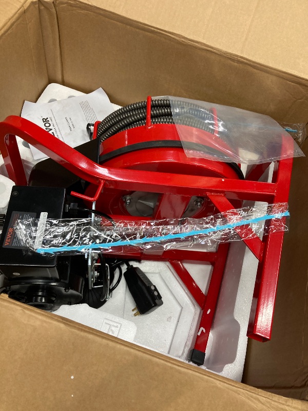 Photo 1 of ***(PARTS ONLY - DO NOT WORK, DOESN'T TURN ON -SELLING AS PARTS ONLY )*** 
VEVOR Drain Cleaner Machine 75Ft x 1/2Inch, 370W Drain Cleaning Machine Fits 1 Inch (25mm) to 4 Inch(100mm) Pipes, Portable Electric Drain Auger Cleaner with 8 Cutters, Gloves
