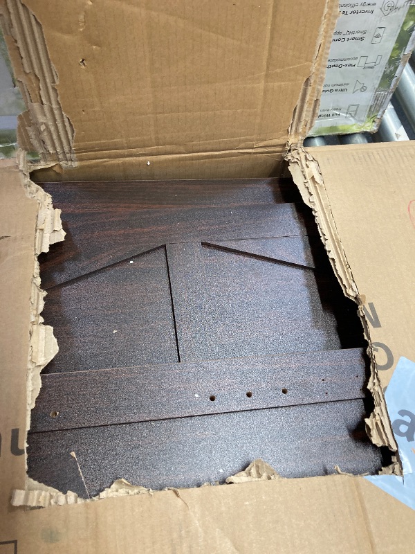 Photo 1 of Jocoevol Space Saving Folding Dining Table, Farmhouse Foldable Dining Table with Drawer and 2-Layer Storage Shelf, 6 Wheels Multipose Expandable Kitchen Drop Leaf Table for Small Space (Dark Walnut)