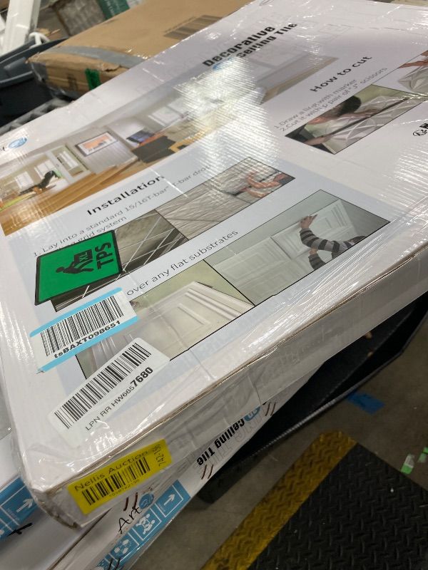 Photo 1 of Art3d 12-Pack Square Drop Ceiling Tile 2ft x 2ft in White, PVC Ceiling Panel 24 x 24in. - Compatible with 15/16" Drop Ceiling Grid System