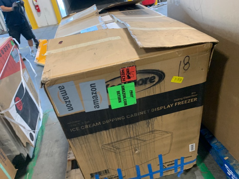 Photo 1 of Koolmore 49 inch Commercial Ice Cream Dipping Cabinet Display Case, 8 Large Displayed Tubs, 6 Storing Tube, Sliding Glass Door, Rolling Wheels and Lockable Breaks [13 Cu. Ft.] (KM-ICD-49SD) White