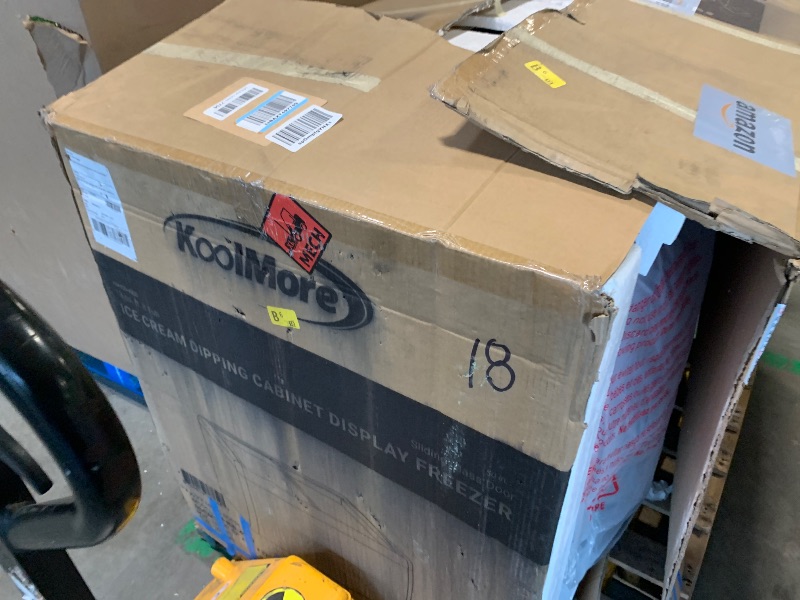 Photo 1 of Koolmore 49 inch Commercial Ice Cream Dipping Cabinet Display Case, 8 Large Displayed Tubs, 6 Storing Tube, Sliding Glass Door, Rolling Wheels and Lockable Breaks [13 Cu. Ft.] (KM-ICD-49SD) White