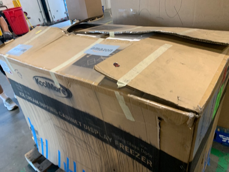 Photo 1 of Koolmore 49 inch Commercial Ice Cream Dipping Cabinet Display Case, 8 Large Displayed Tubs, 6 Storing Tube, Sliding Glass Door, Rolling Wheels and Lockable Breaks [13 Cu. Ft.] (KM-ICD-49SD) White