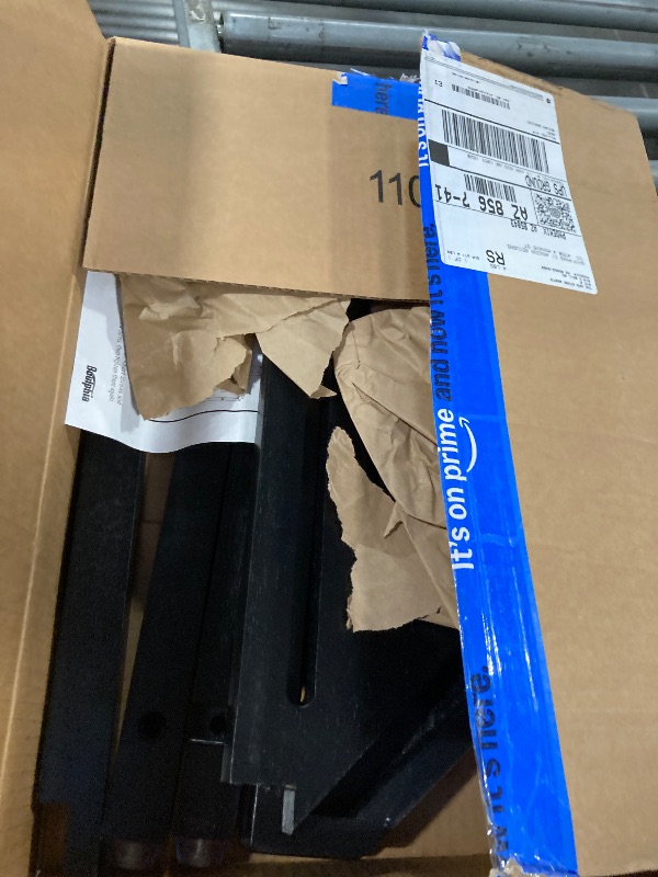 Photo 1 of ***MISSING HARDWARE***
Boulphia Shower Foot Rest 14in, Acacia Wood Shower Stool for Shaving Legs (Black)