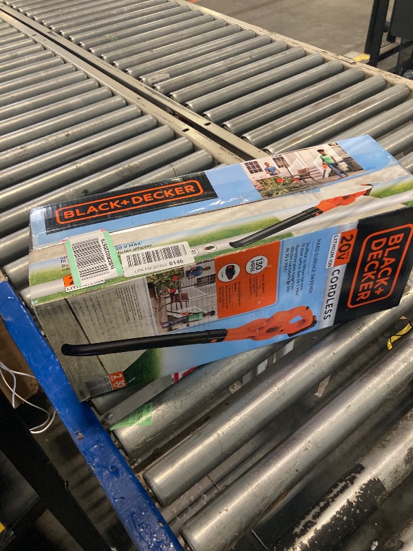 Photo 1 of **NEEDS A NEW BATTERY** BLACK+DECKER 20V MAX Cordless Leaf Blower, Lawn Sweeper, 130 mph Air Speed, Lightweight Design, Battery and Charger Included (LSW221)