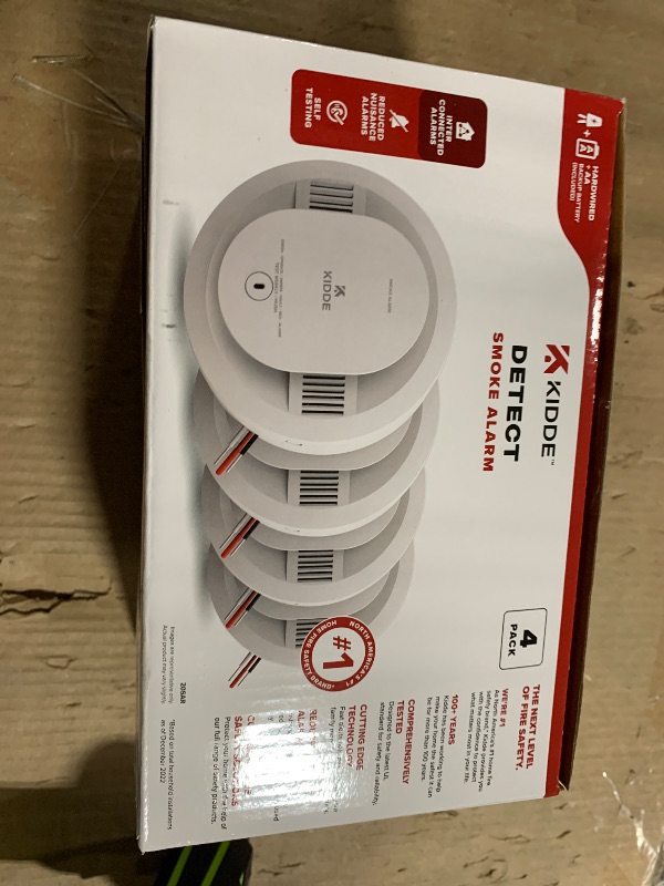 Photo 1 of Kidde Hardwired Smoke Detector, AA Battery Backup, Interconnectable, LED Warning Light Indicators, 4 Pack